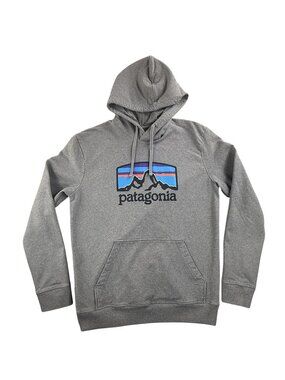 Patagonia Hoodie Mens Medium Gray Uprisal Fleece Pullover Logo Kangaroo Pocket